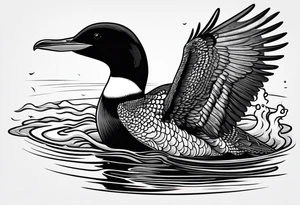 A loon with its wings spread looking badass and tough tattoo idea