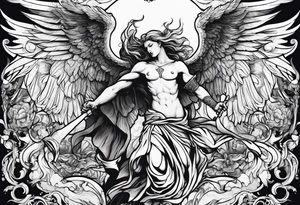 Angel fighting demon tattoo idea