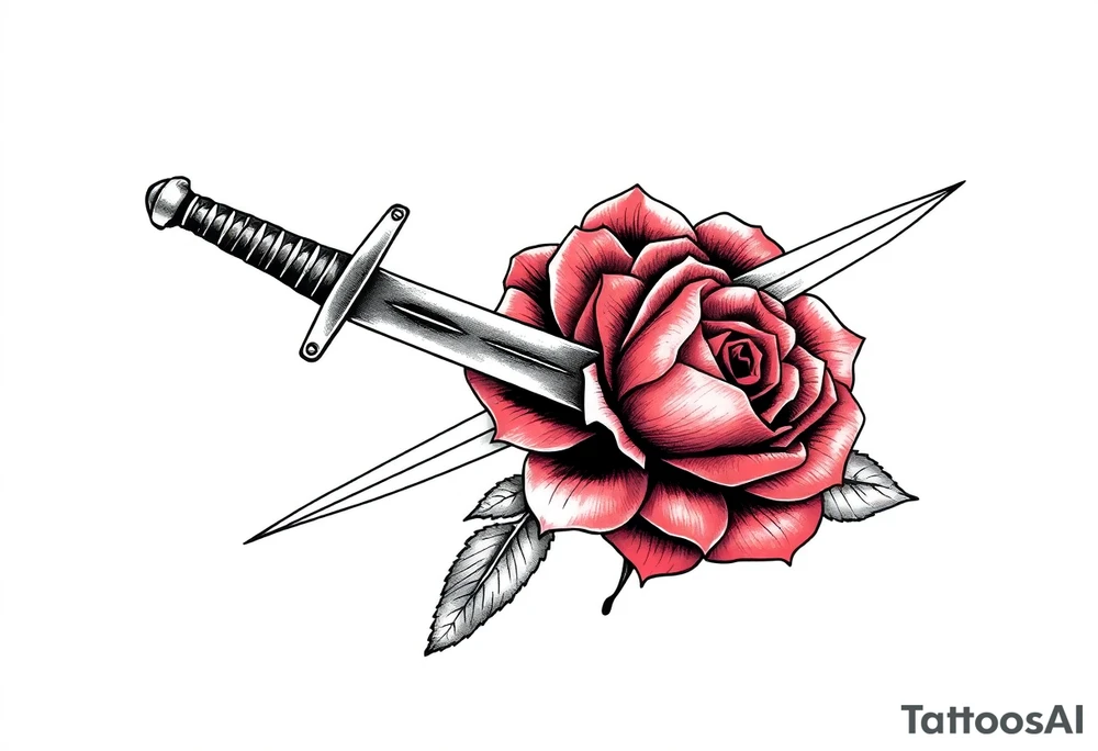 broken sword through a rose tattoo idea