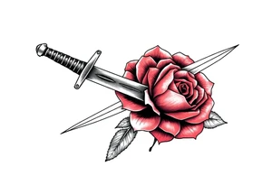 broken sword through a rose tattoo idea