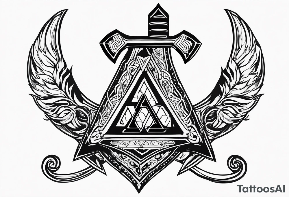 Valhalla 
Sword shield valknut  axe norse dragon tattoo idea