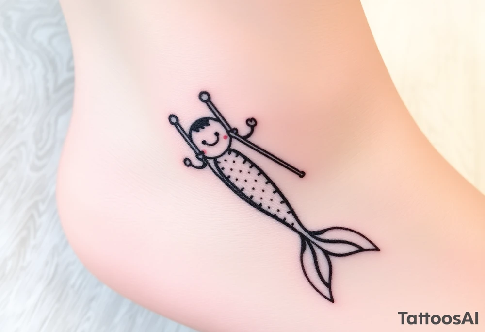 Mermaid tail with crutches tattoo idea