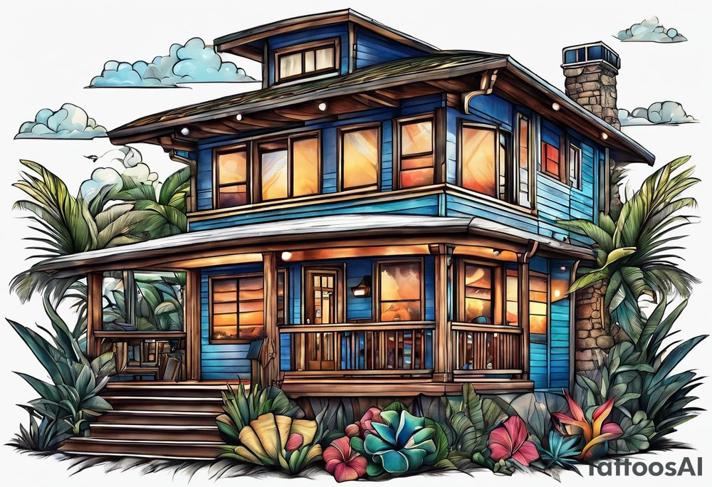 Beach house tattoo idea