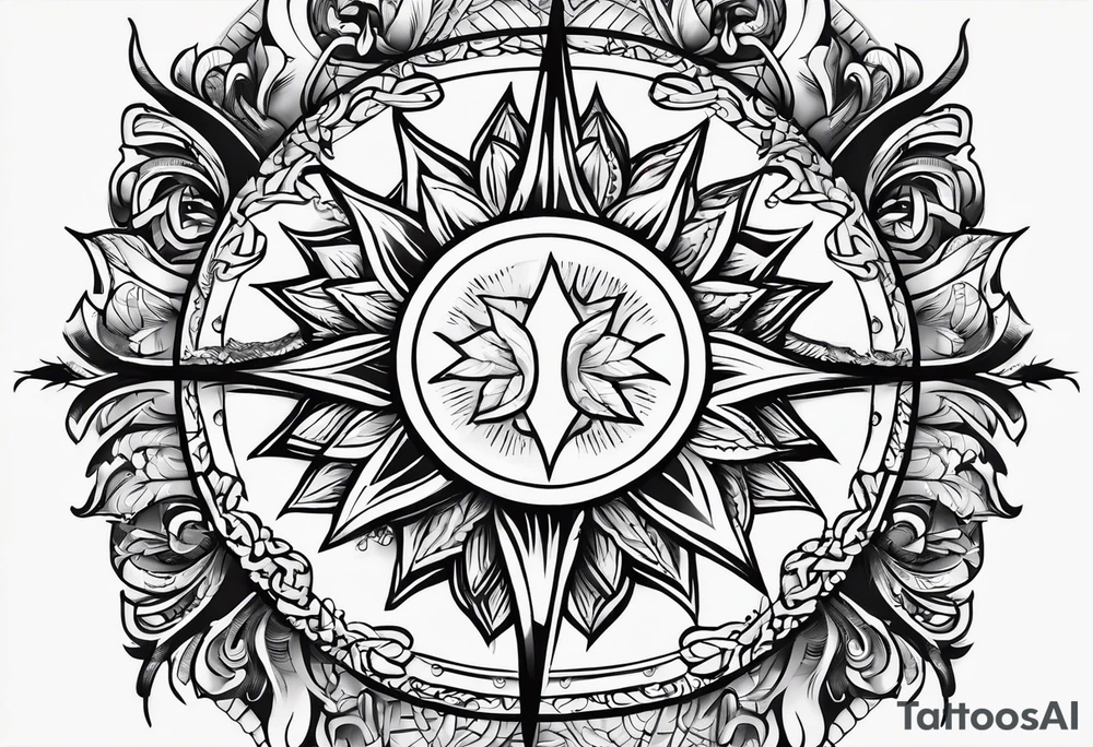 strength, small, sun cross ,  elegant, 
 vishap tattoo idea