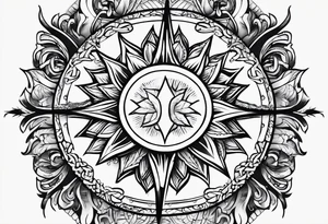 strength, small, sun cross ,  elegant, 
 vishap tattoo idea