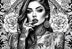 girl with tattoos,smoking a joint,joint in hand
,full body tattoo idea