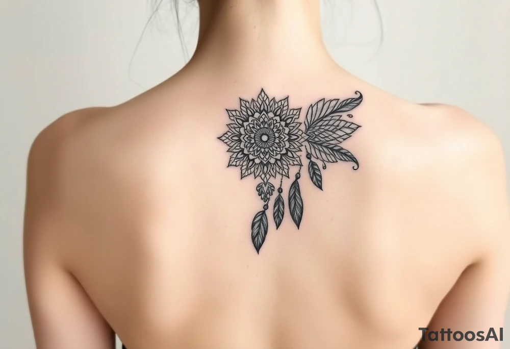 spiritual feathers ornamental mandala shaman tattoo idea