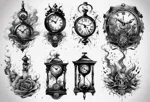 Clock fading with smoke tattoo idea
