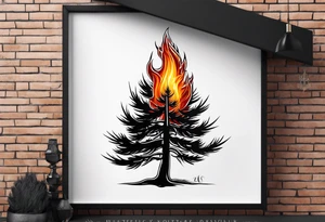Pine tree turning into flame tattoo idea