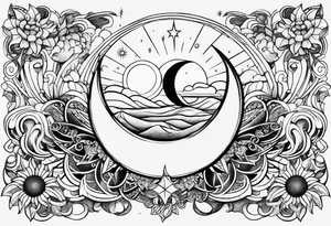 Moon and sun 2000 and 1976 tattoo idea