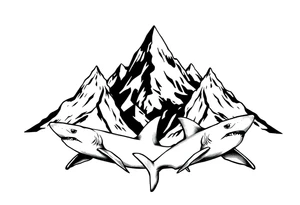 mountains and sharks tattoo idea