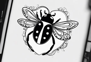 very minimalist thin lining combination of a ladybug, the letter ‘s’, a jellyfish and a swing tattoo idea