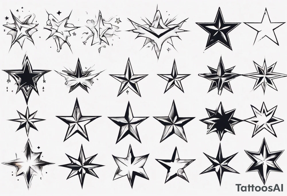 Collection of stars for next to someone's ear tattoo idea