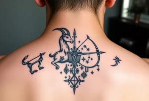 combine the symbols for capricorn and sagittarius with some celestial items interspersed tattoo idea