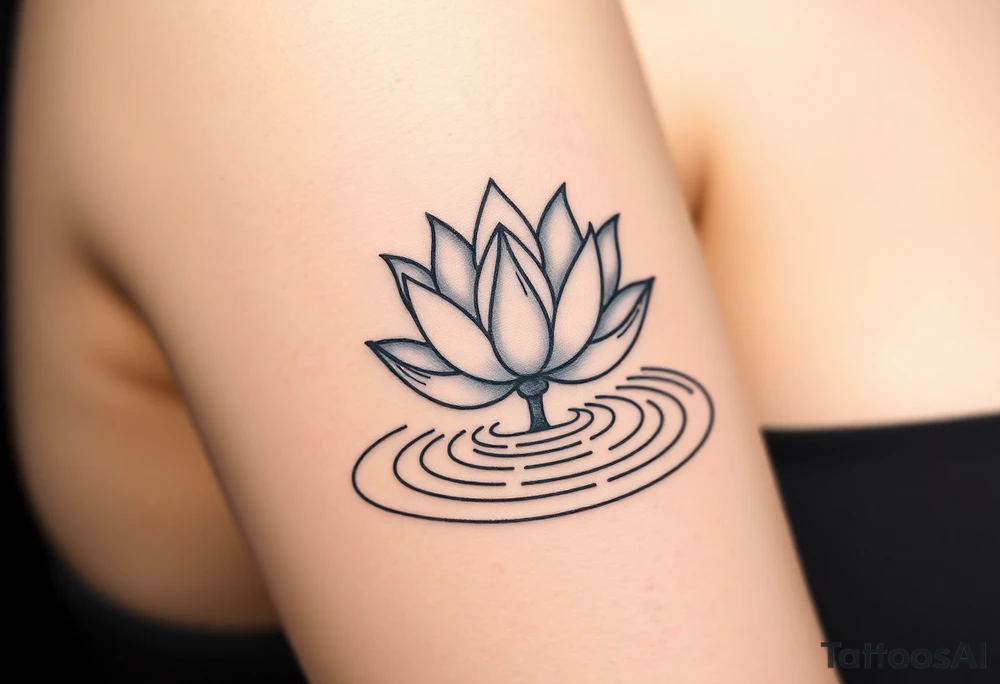 serene lotus flower emerging from sacred waters with ripples tattoo idea