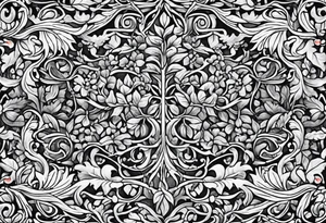 stone road leafy vines tattoo idea
