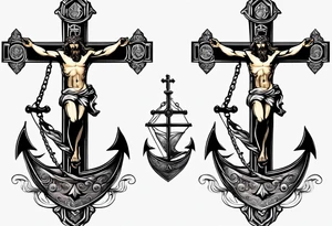 Jesus on a cross but make the cross an anchor tattoo idea