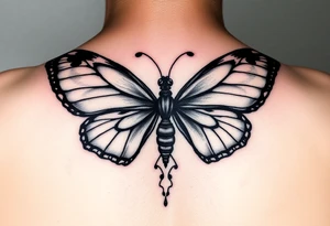 Powerful unique butterfly half women half butterfly with the names Adian &Joziah in it tattoo idea