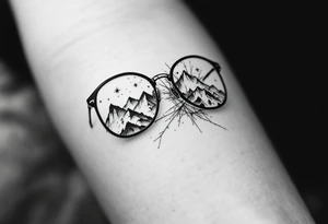 Glasses that show the world clearly
One lens can be made cloudy or cracked, and the other crystal clear, showing mountains, sky or nature. tattoo idea