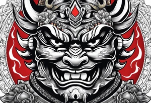 Oni mask on flame tattoo idea