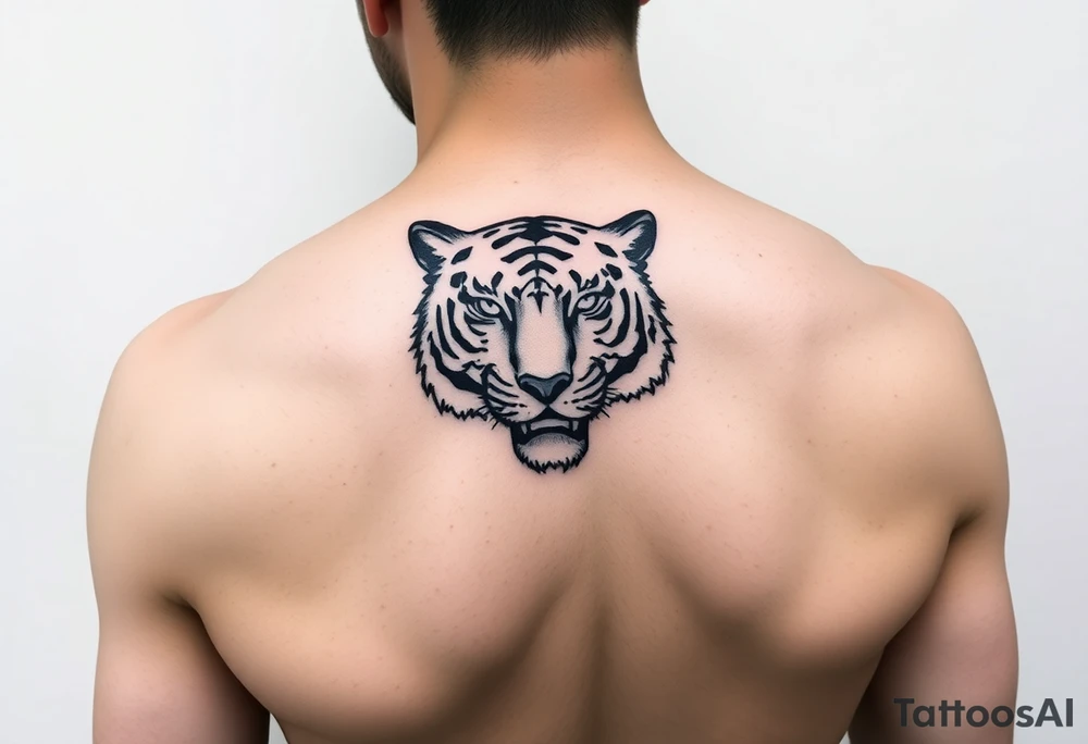 Tiger with mountains tattoo idea
