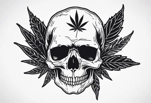 Skull with marijuana leaves coming out of it tattoo idea