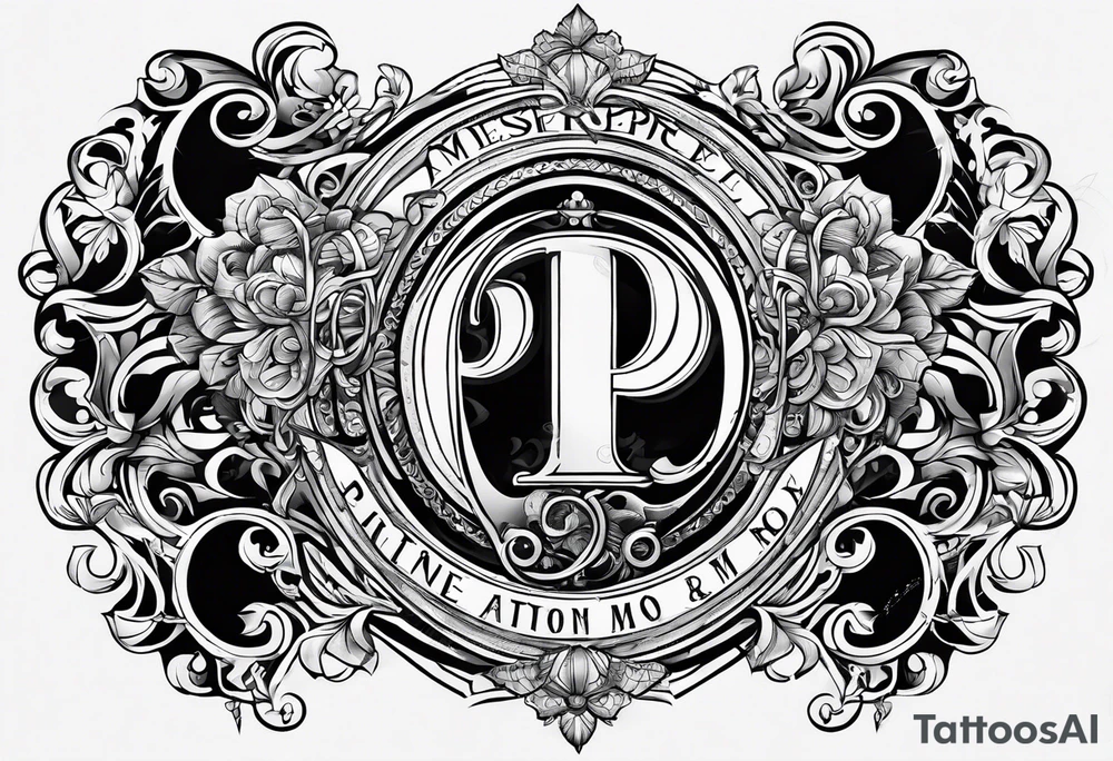 Ring finger attoo with the letters P, B, R, M.  No artwork besides the letters tattoo idea