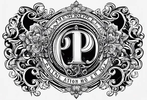 Ring finger attoo with the letters P, B, R, M.  No artwork besides the letters tattoo idea