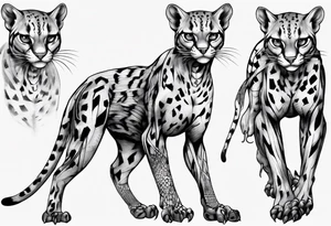 cybernetic ocelot full body tattoo idea