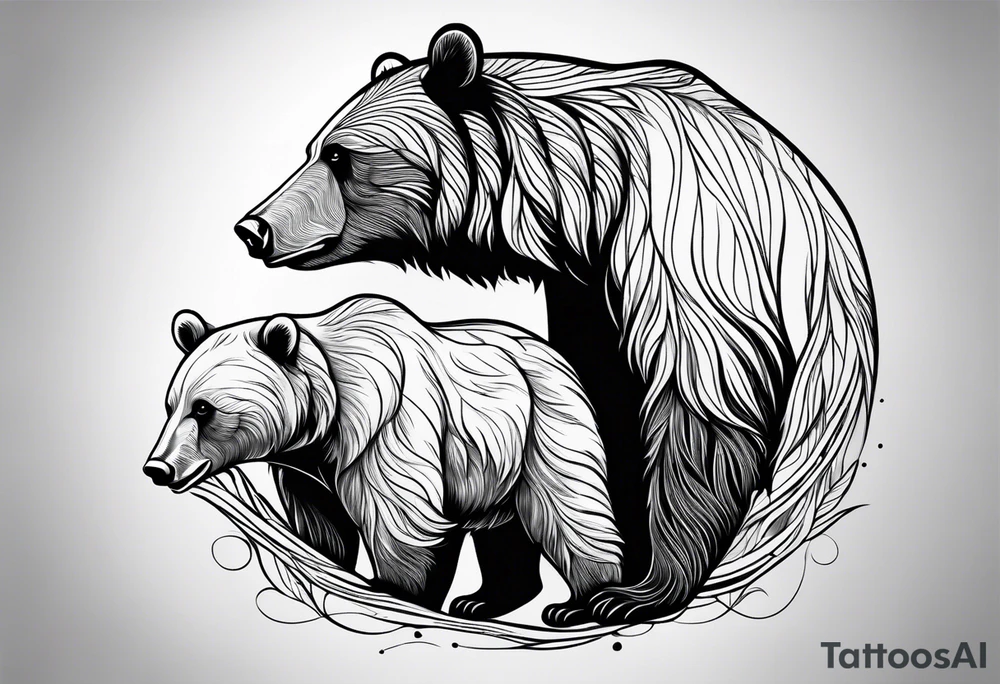 mother bear with cub facing each other looking at each other tattoo idea