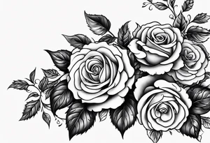 draw image of sleeve tattoo that has 65 small roses on a vine, they can be different sizes, tattoo idea