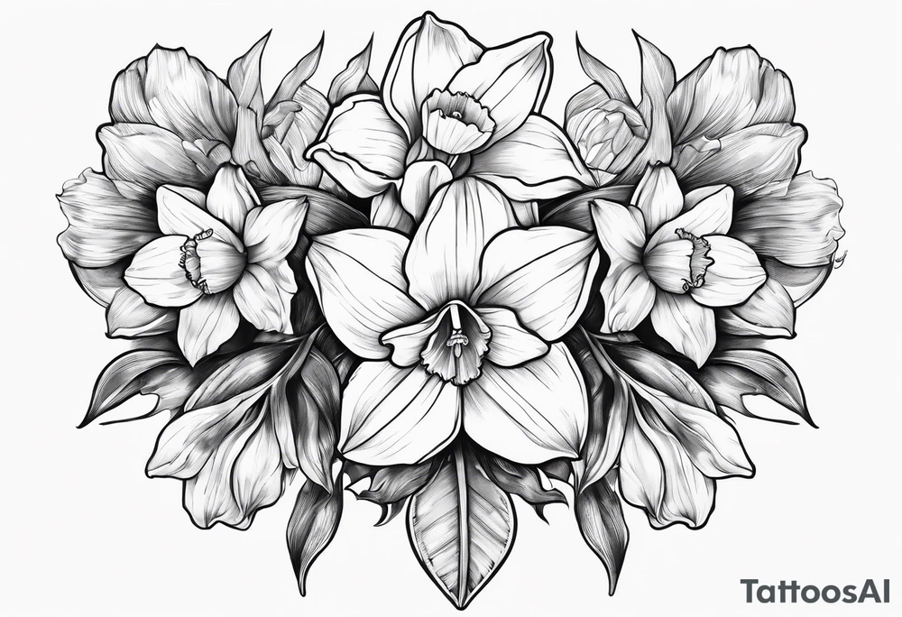 Daffodil birth flower chain tattoo idea