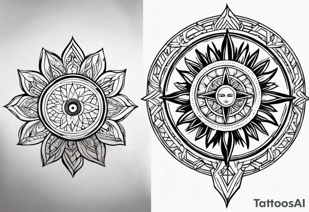 elif and sun symbol together tattoo idea