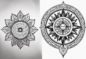 elif and sun symbol together tattoo idea