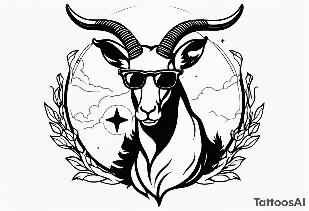 capricorn with sunglasses and shotgun tattoo idea