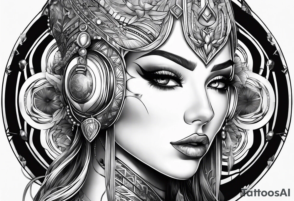 Futuristic design with eegj tattoo idea