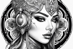Futuristic design with eegj tattoo idea