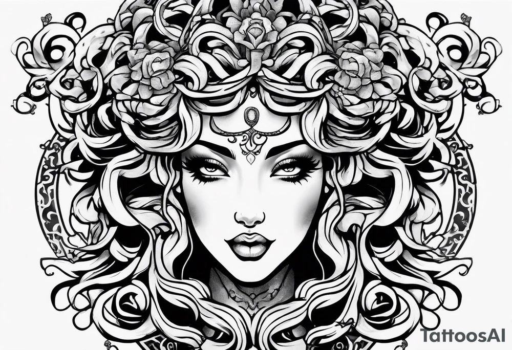 Neo traditional Medusa heads tattoo idea