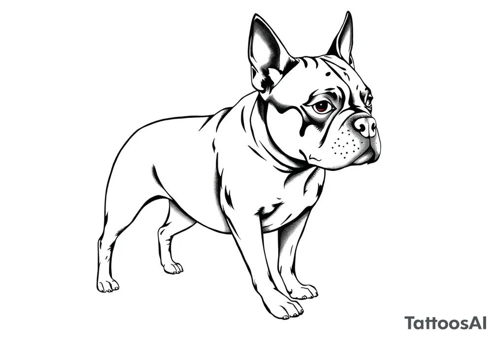 outline of a staffy dog tattoo idea