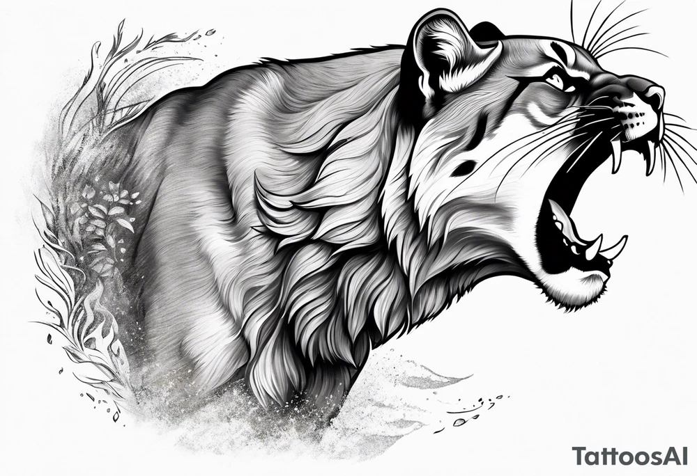 mountain lion growling or roaring tattoo idea