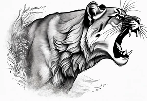 mountain lion growling or roaring tattoo idea