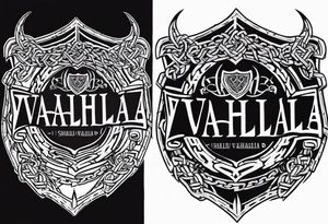 Valhalla round shield axe barbed wire chains tattoo idea