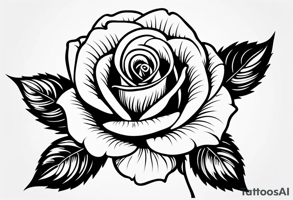 Traditional rose tattoo idea