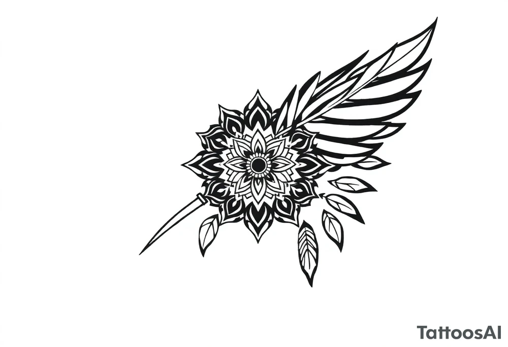 spiritual feather indian mandala shaman tattoo idea