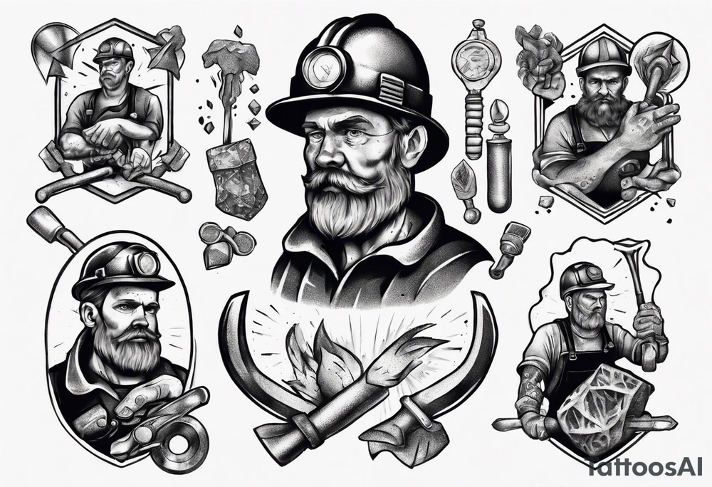 miner working to extract gold tattoo idea