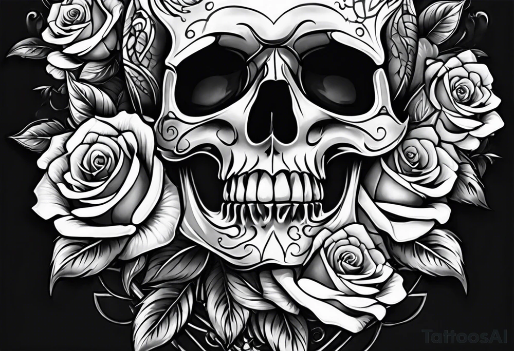 Rose and skull tattoo design tattoo idea