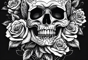 Rose and skull tattoo design tattoo idea