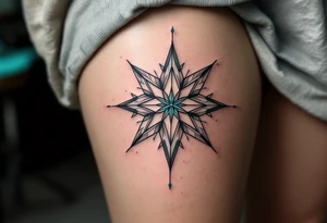 turquoise eight-pointed star tattoo brings peace, protection, and emotional healing. tattoo idea
