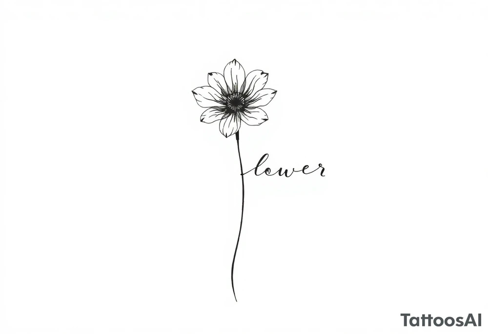 Wildflower written as the stem of a flower tattoo idea