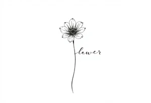 Wildflower written as the stem of a flower tattoo idea